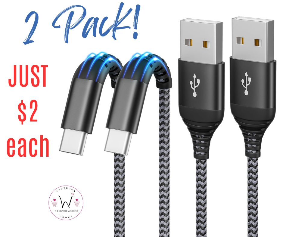 2-pack of 6FT USB A to USB C Cables