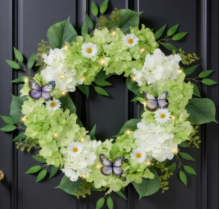 Valery Madelyn Collapsible Summer Wreath with Lights!
