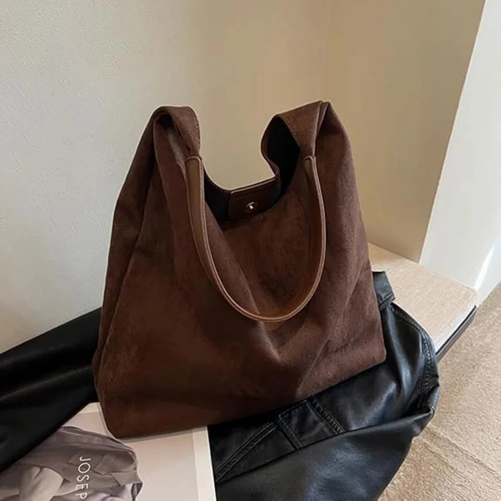 brown suede tote