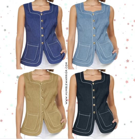 square neck denim vest