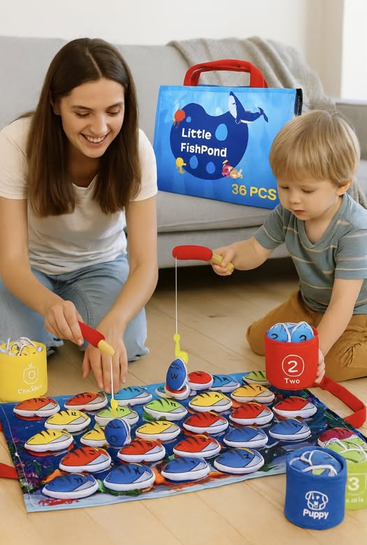 Montessori cloth fishing game