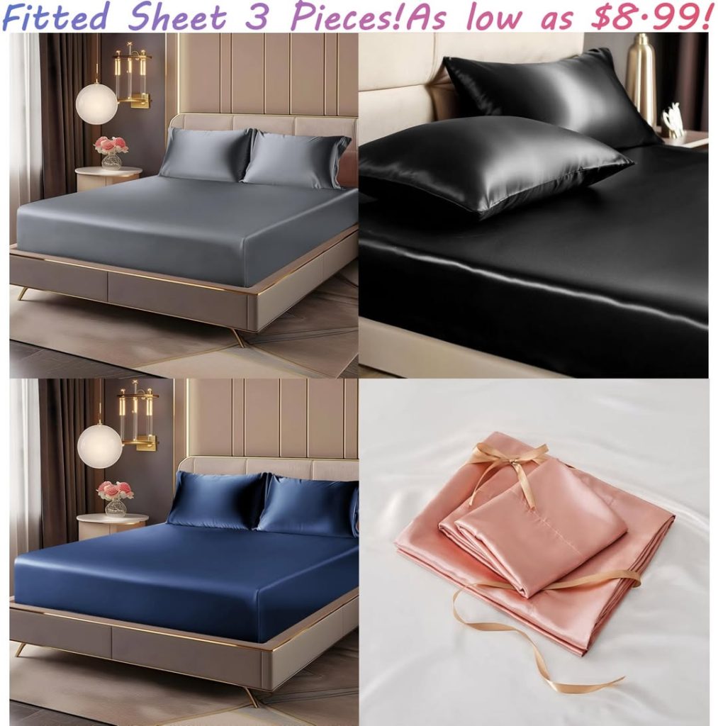 satin fitted sheet and pillowcase set