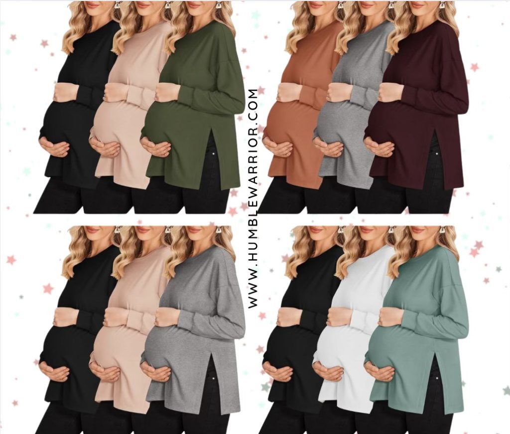 Ekouaer Womens 3 Packs Maternity Shirts