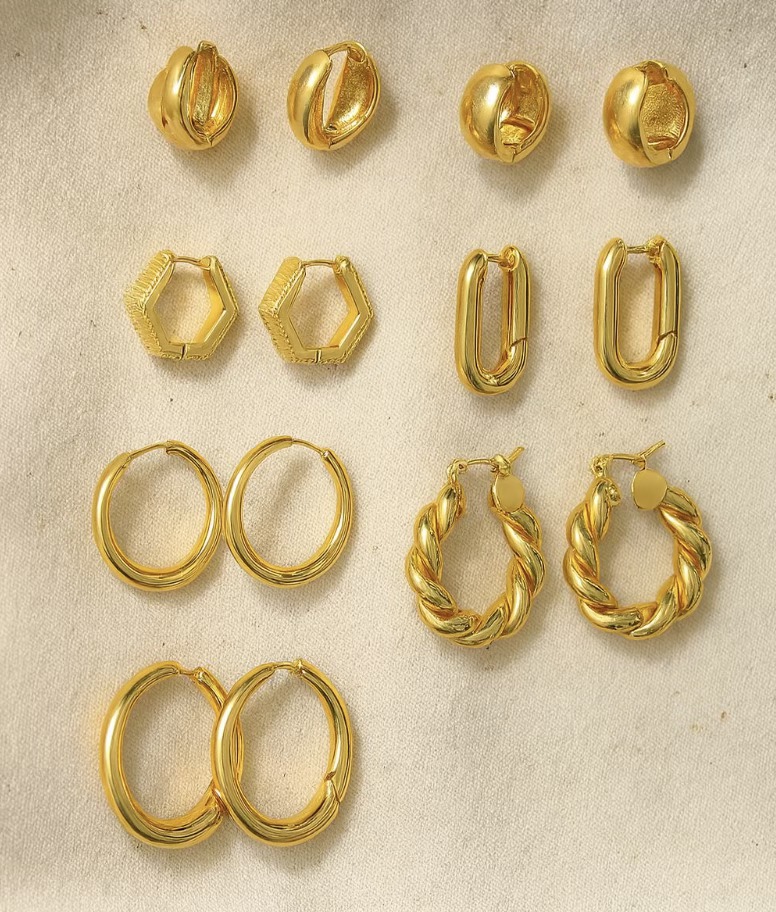gold and silver earring set