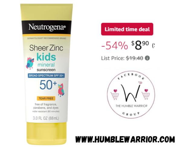 Neutrogena Sheer Zinc Kids SPF 50+ Mineral Sunscreen Lotion