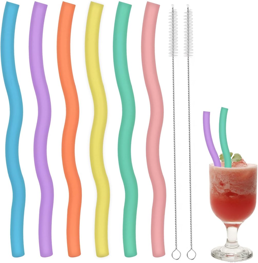 6-pack of extra long reusable silicone straws