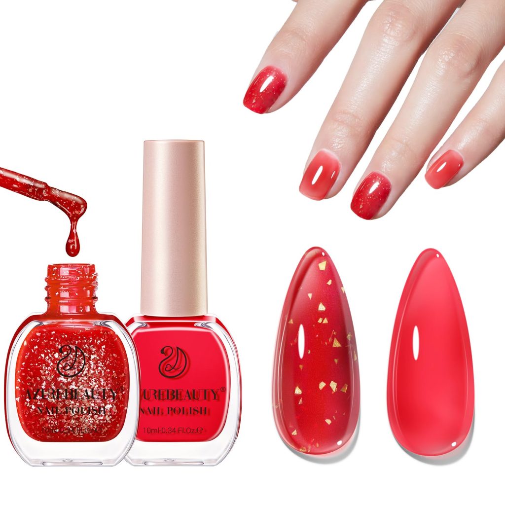 AZUREBEAUTY Red Jelly Nail Polish Set