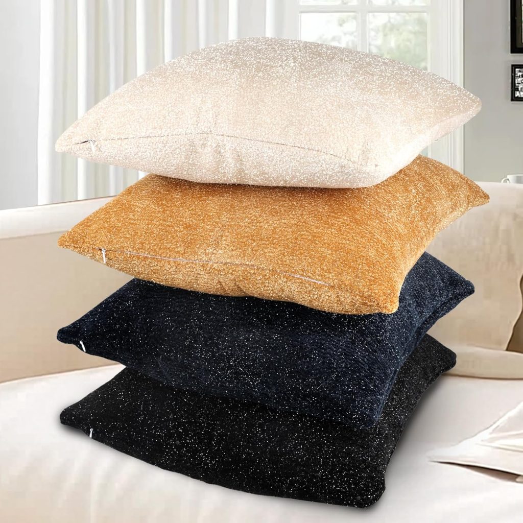 2-pack of Silver Thread Chenille Throw Pillow Covers