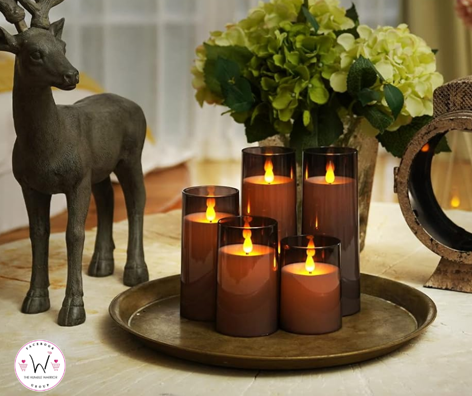 5 Homemory Gray Flameless Candles