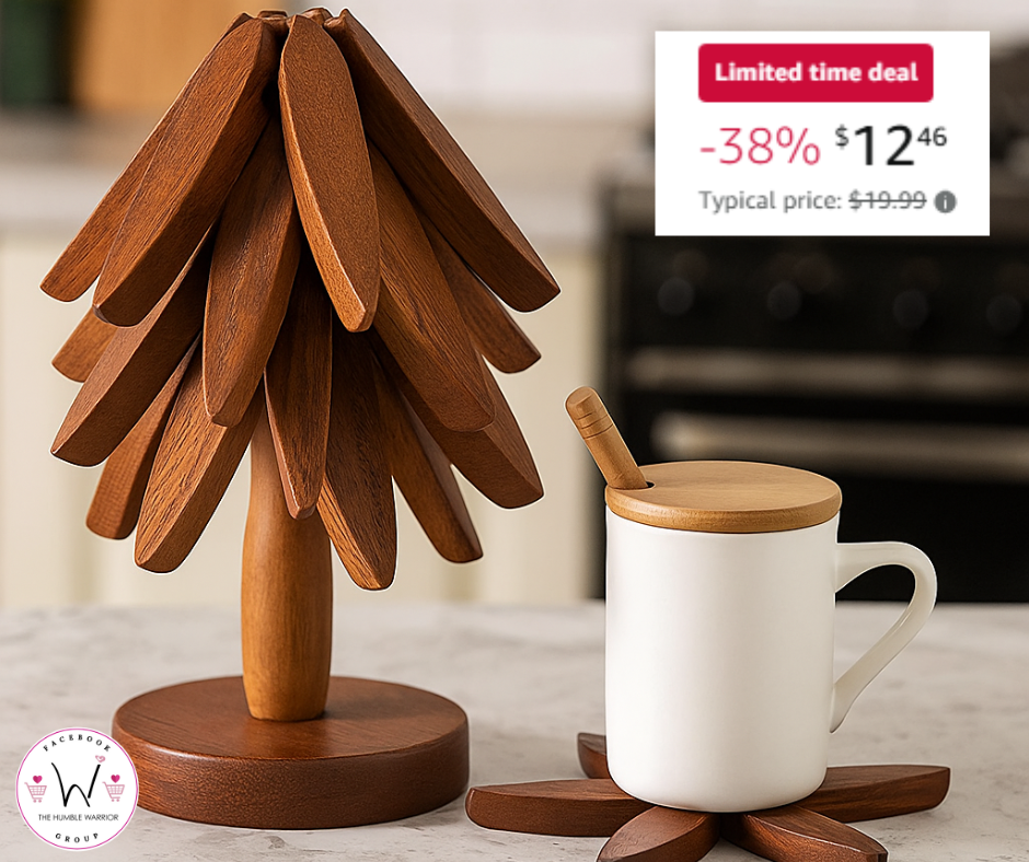 Foldable Black Walnut Wooden Trivet Set