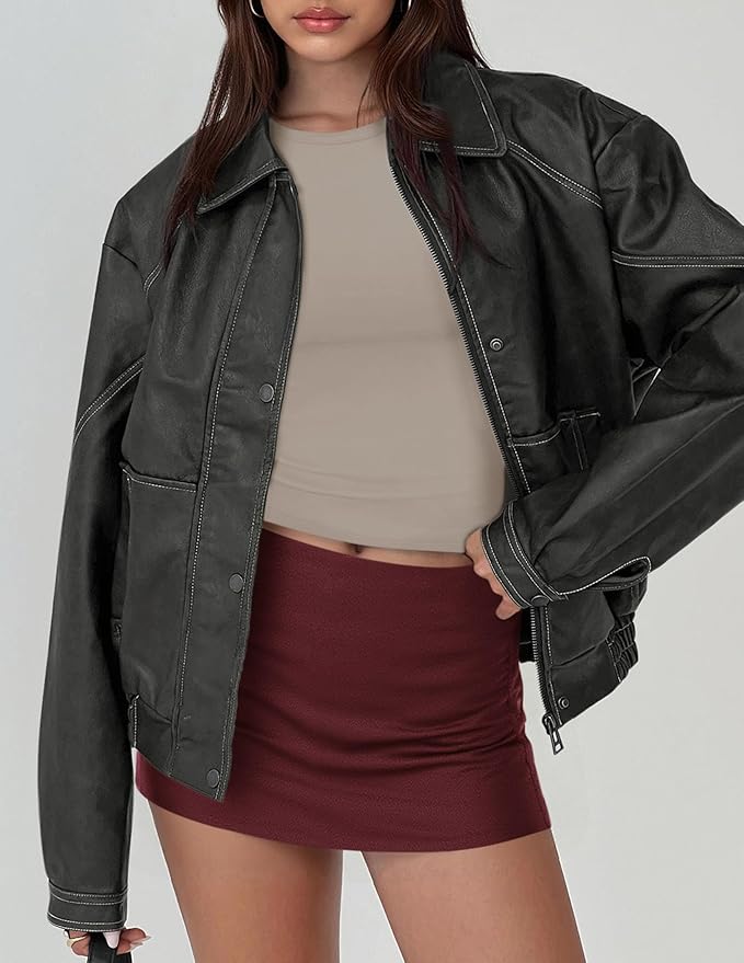 Prettygarden Faux Leather Jacket