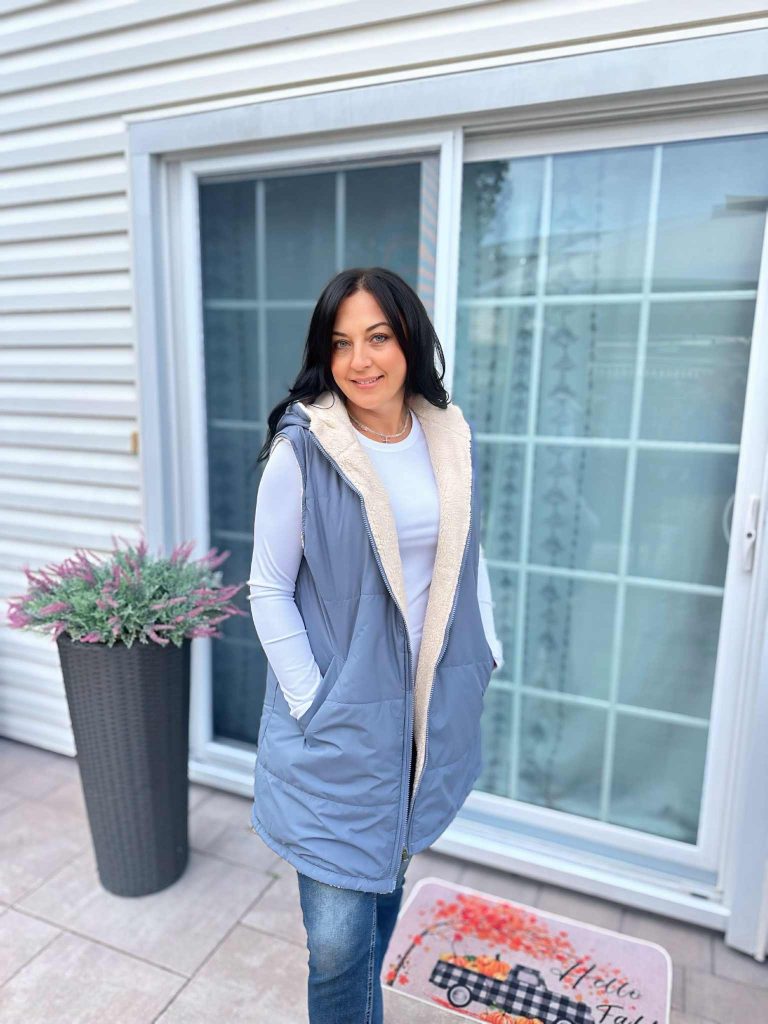 Hooded Fleece Zipper Up Reversible Vest from ECOWISH!
