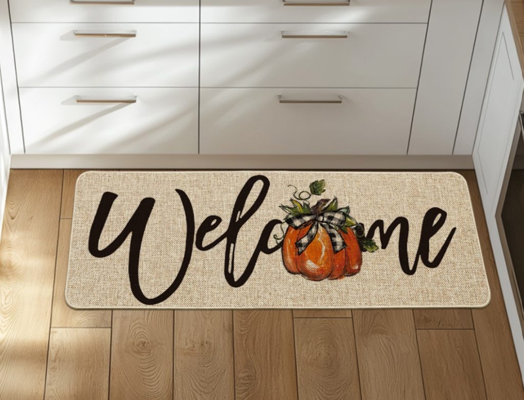 Artoid Mode Bow Tie Pumpkin Fall Welcome Doormat!
