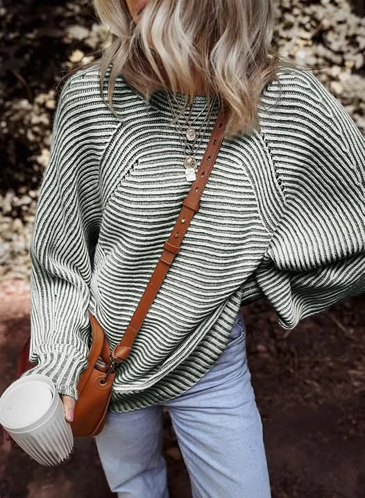 EVALESS striped boat neck sweater