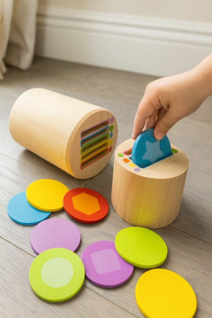 Montessori wooden coin box