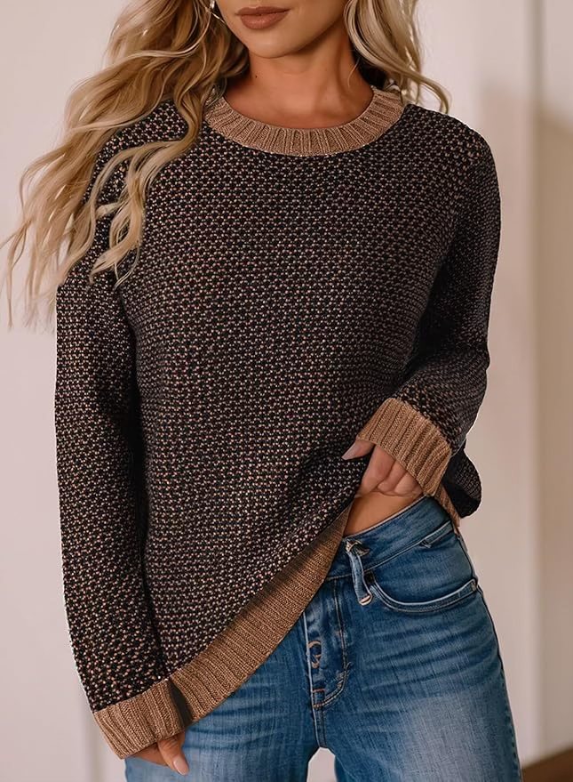 color block chunky knit sweater