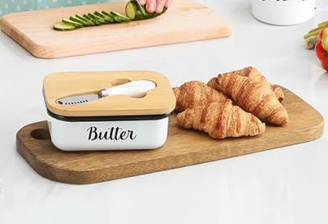 retro farmhouse style butter dish