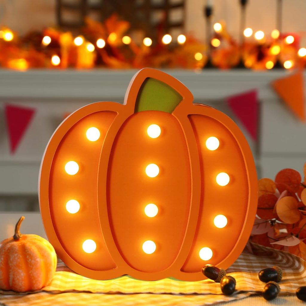 Light-Up Wooden Pumpkin Decor!