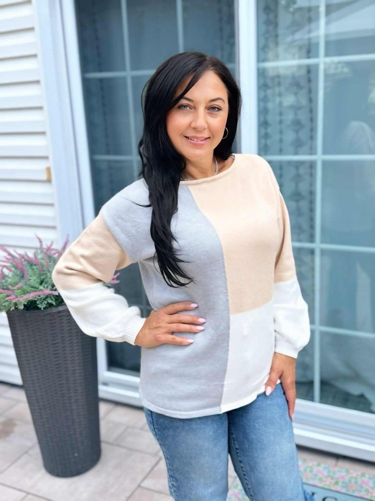 Color block knit sweater from ECOWISH!