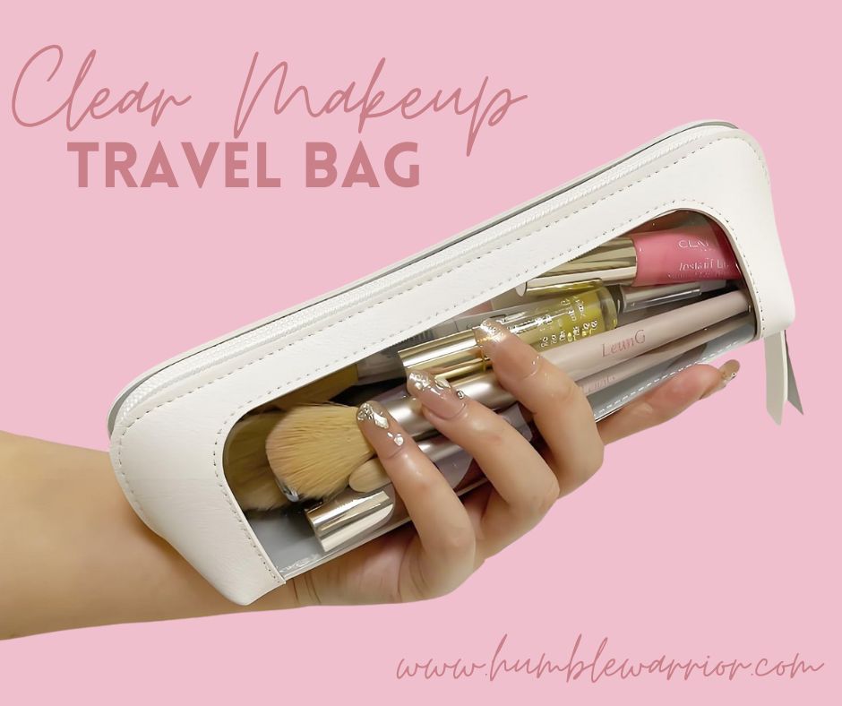 clear leather travel makeup brush bag