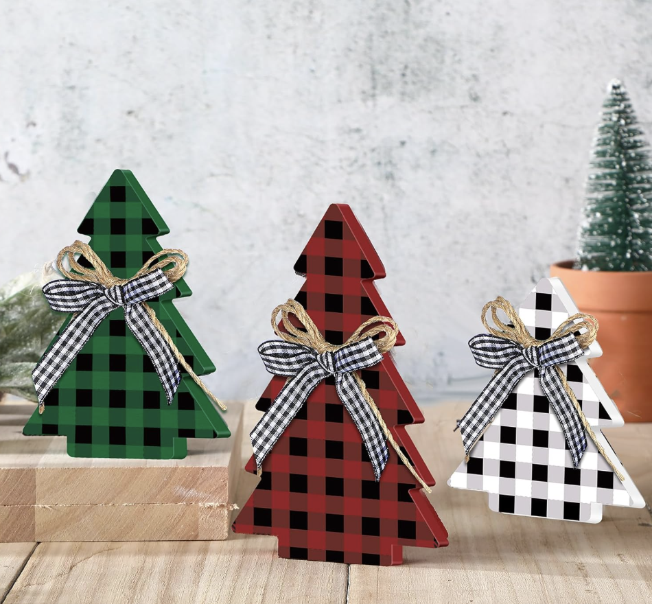 3-piece Wooden Christmas Tree Set