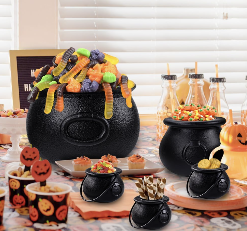 black plastic witch cauldrons
