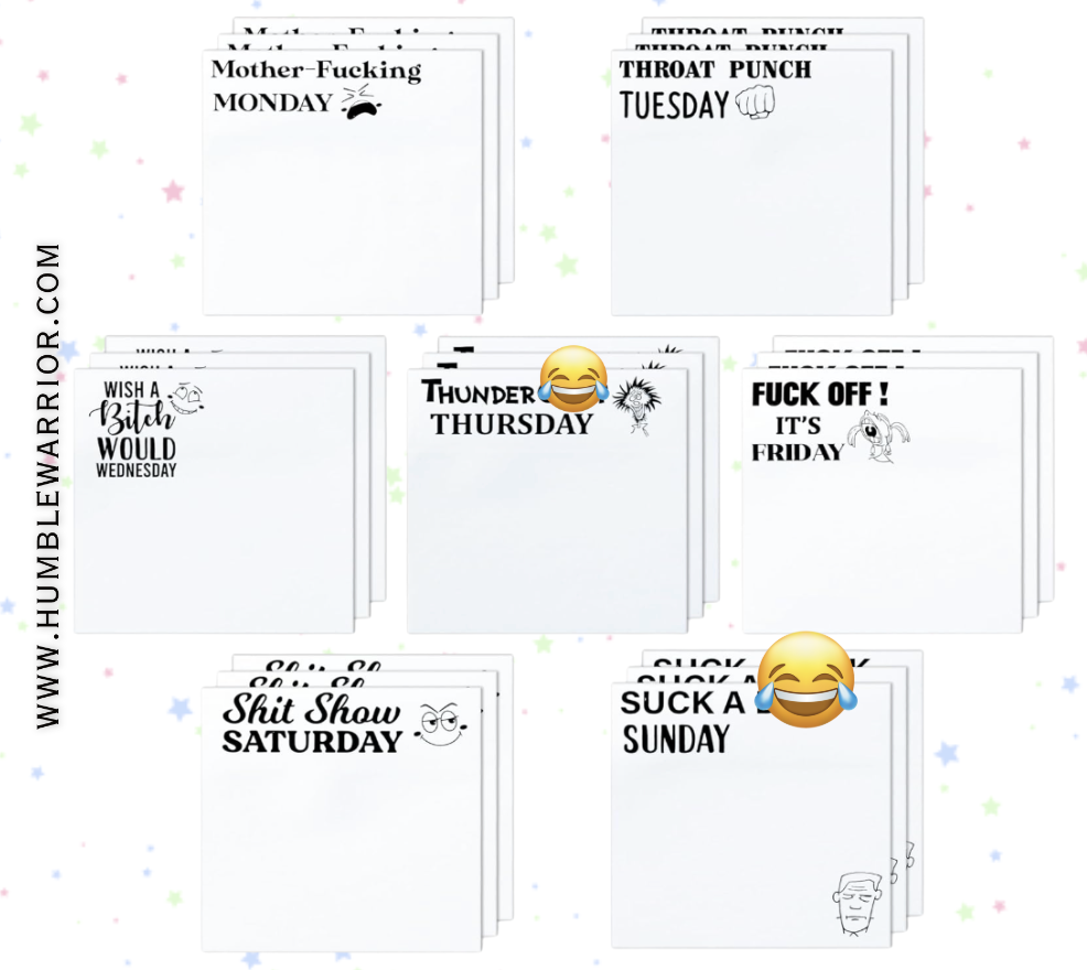 21-pack of funny daily sticky notes