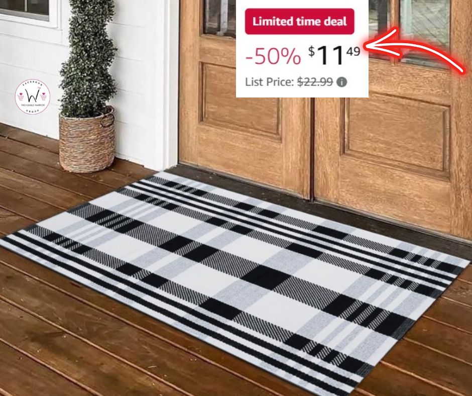 Farmhouse black and white buffalo plaid rug!