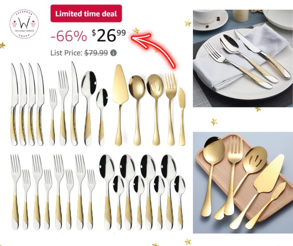 25-Piece Silverware Set with Serving Utensils!
