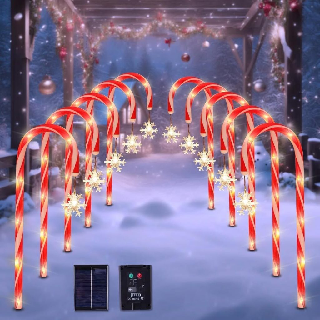 Solar Christmas Candy Cane Lights