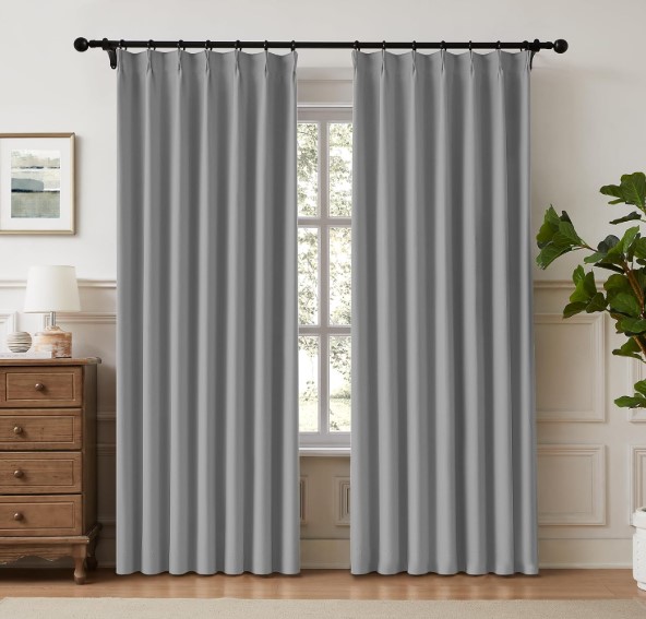 Set of 2 Pinch Pleated 100% Blackout Curtains!