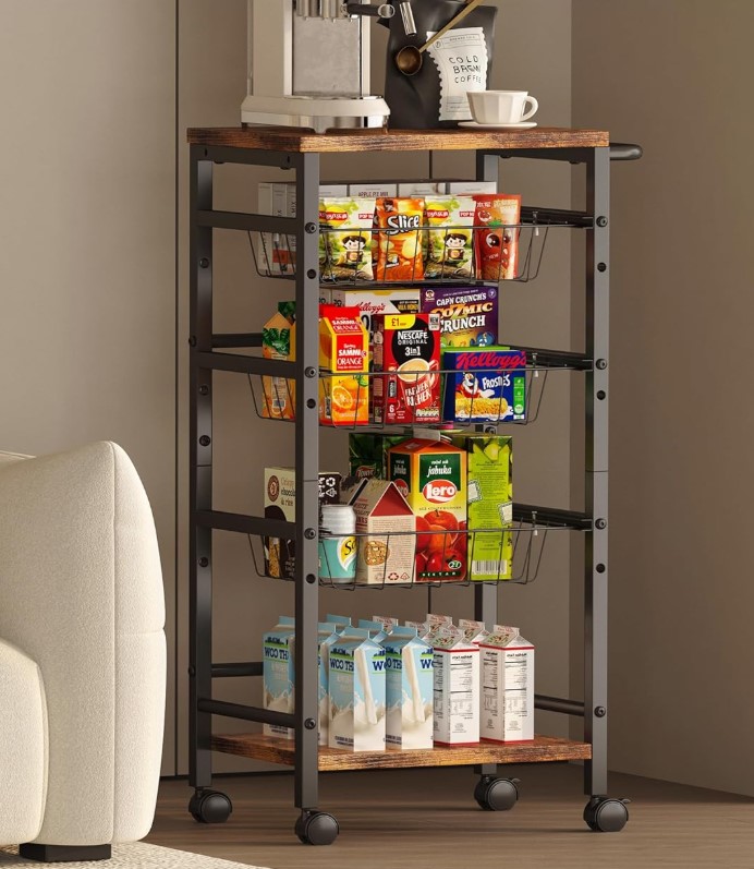 5 Tier Rolling Storage Caddy Organizer Cart with Baskets!