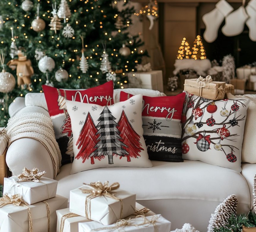 Set of 4 Christmas Throw Pillow Covers!