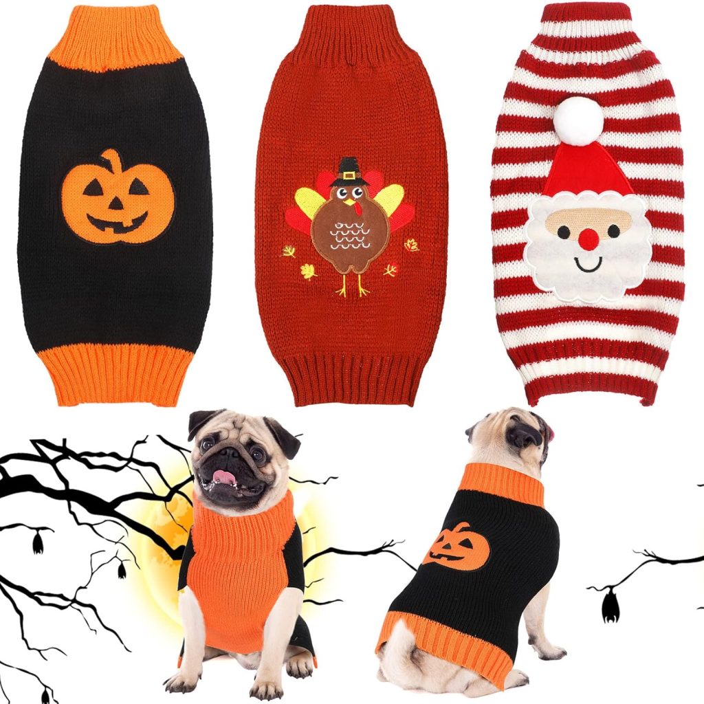 3 Piece Holiday Dog Sweater Set