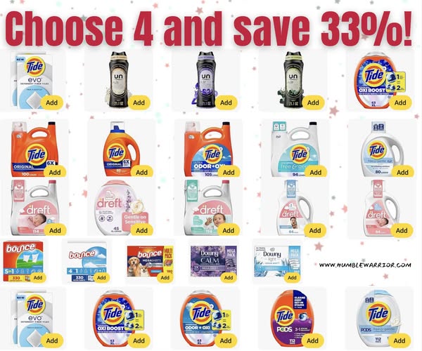 Choose four household items and save!