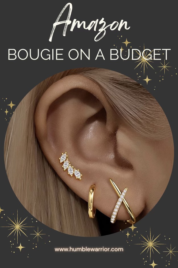 Turandoss 14K gold plated stud and hoop earrings