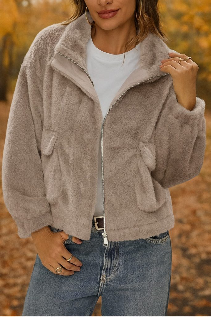 Tankaneo Cropped Faux Fur Coat