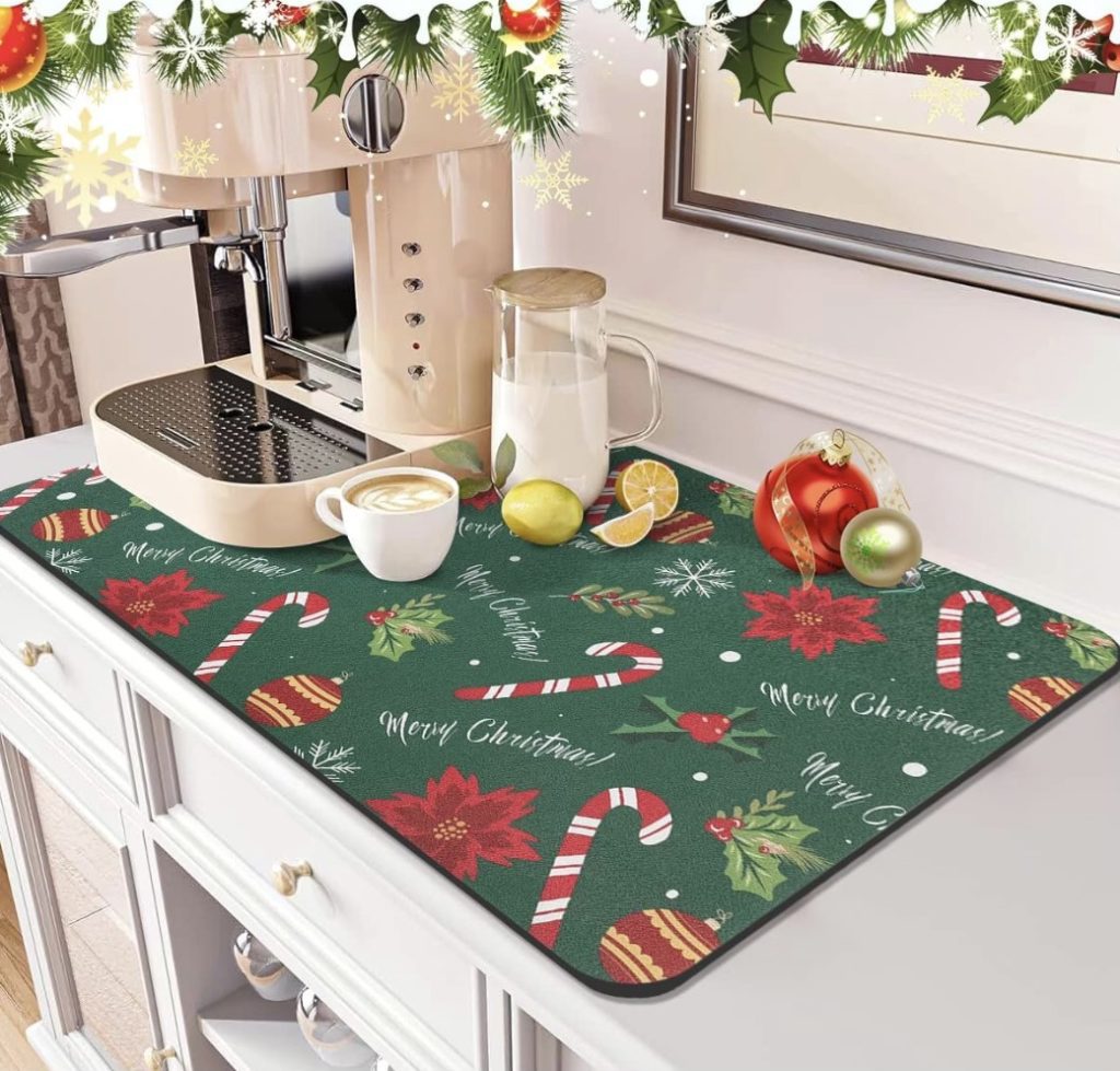 festive dish drying mats