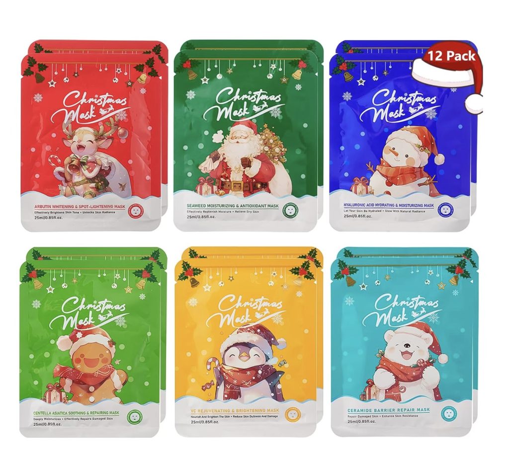 12-Pack Christmas Facial Mask Set