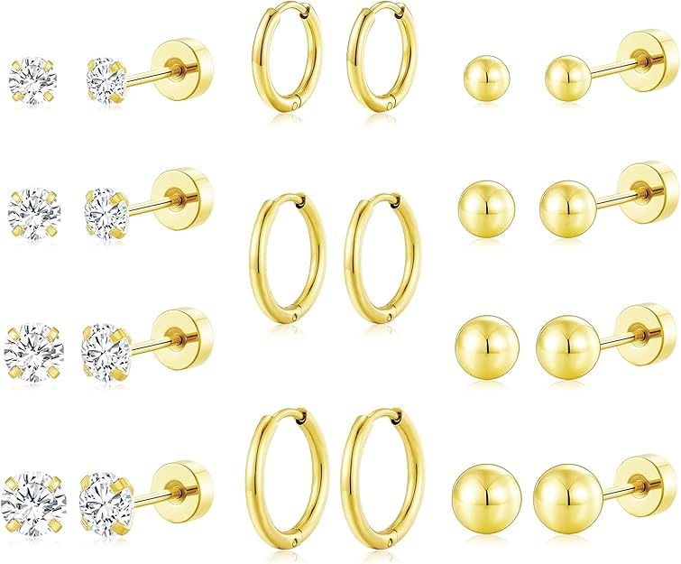 dainty gold hoop and stud earrings