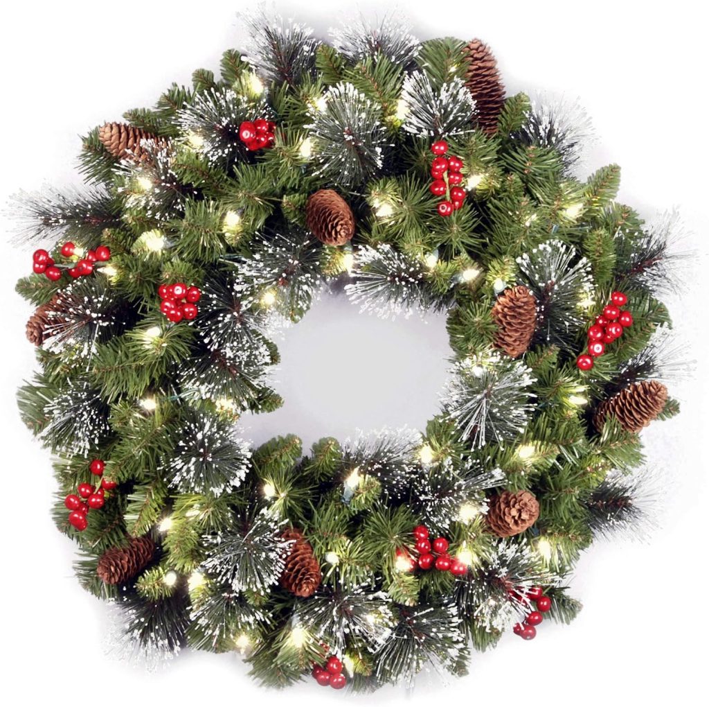 National Tree Company Pre-Lit Frosted Artificial Christmas Wreath!