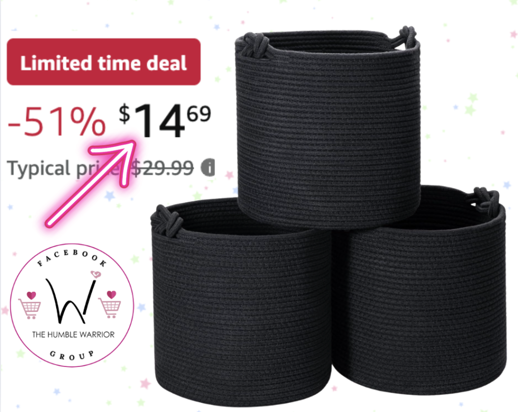 3-Pack Round Woven Cotton Storage Bins