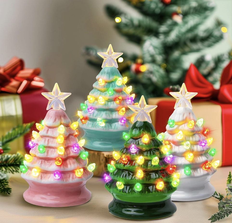 5-Inch Mini Ceramic Christmas Tree Set