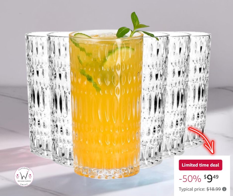 Set of 6 Vintage Textured Drinking Glasses!