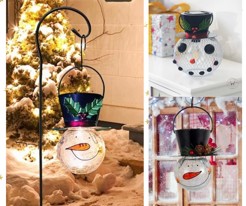 Solar Christmas Snowmen Hanging Lanterns!