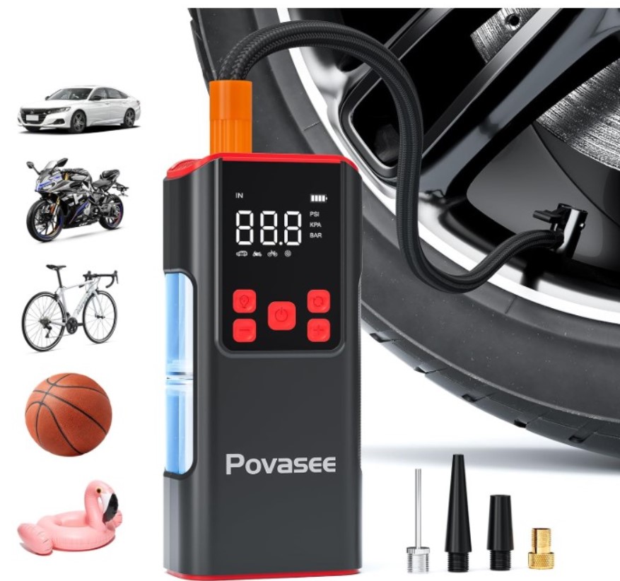 Portable air compressor with tire pressure gauge!