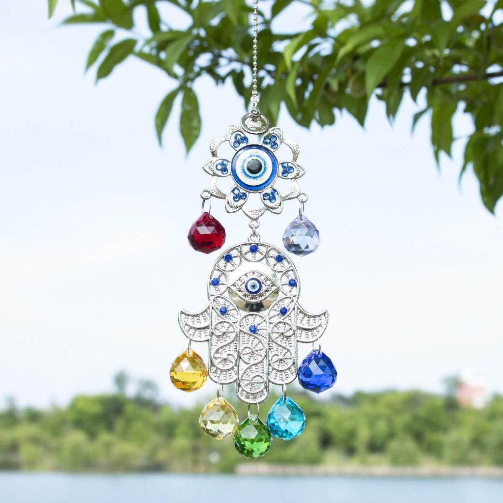 Hamsa Hanging Crystal Ornament