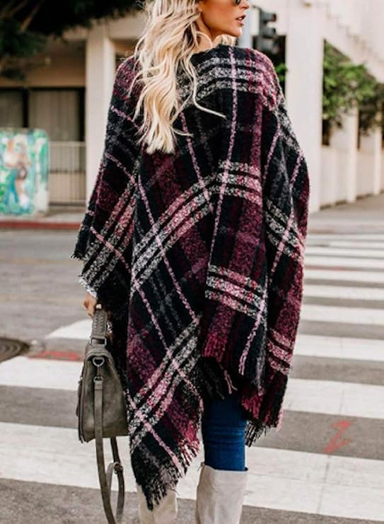 Boho Plaid Poncho