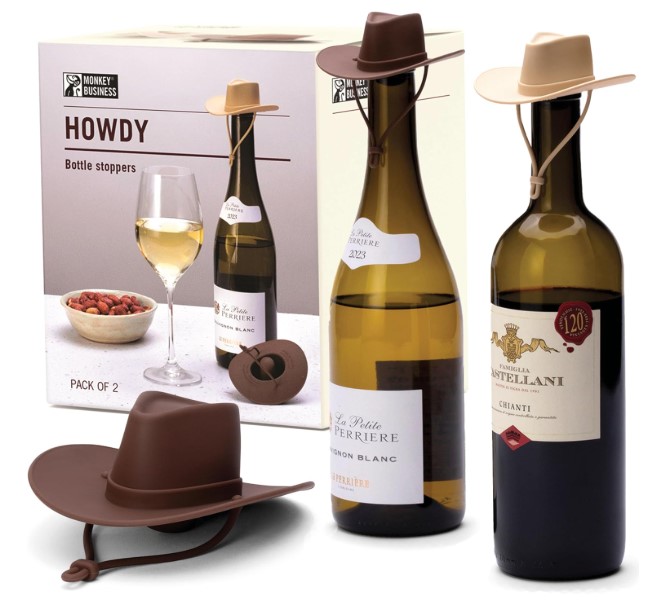 Monkey Business 2 Pack Cowboy Hat Bottle Stoppers Gift Box!