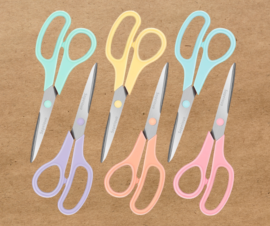 6 Pack Pastel Colored Scissors